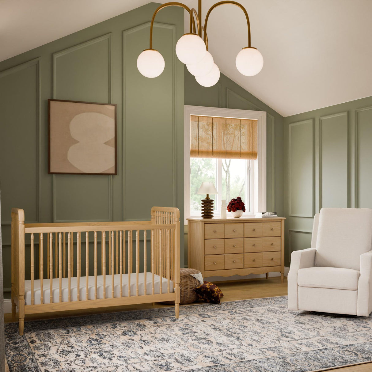 Namesake Liberty 3-in-1 Convertible Spindle Crib with Toddler Bed Conversion Kit