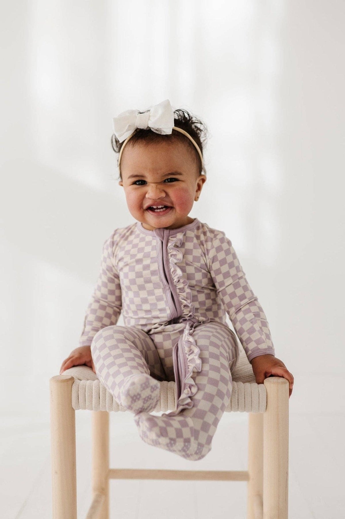 Baby Sprouts Lavender Check Footie