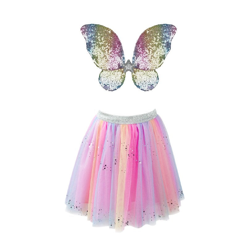 Rainbow Sequins Skirt Wings Wa