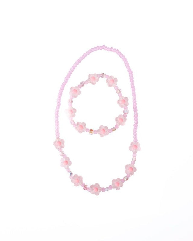 Pink Crystal Blooms Necklace S