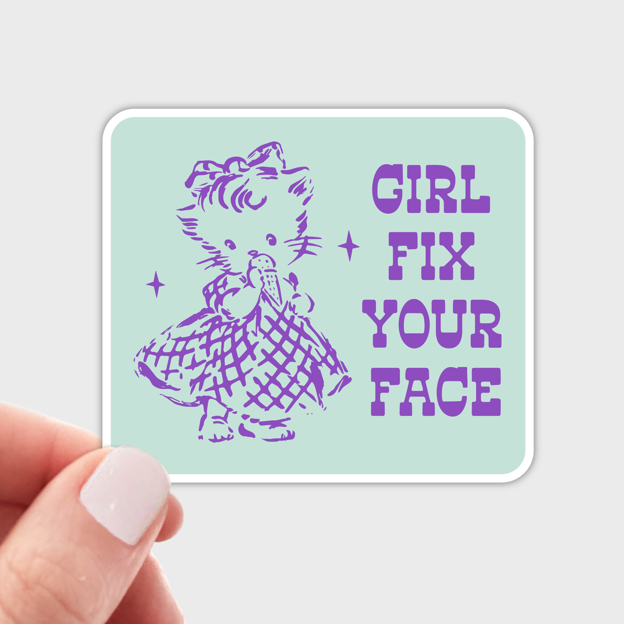 Girl Fix Your Face Sticker - cat, cute, fun, pet, funny