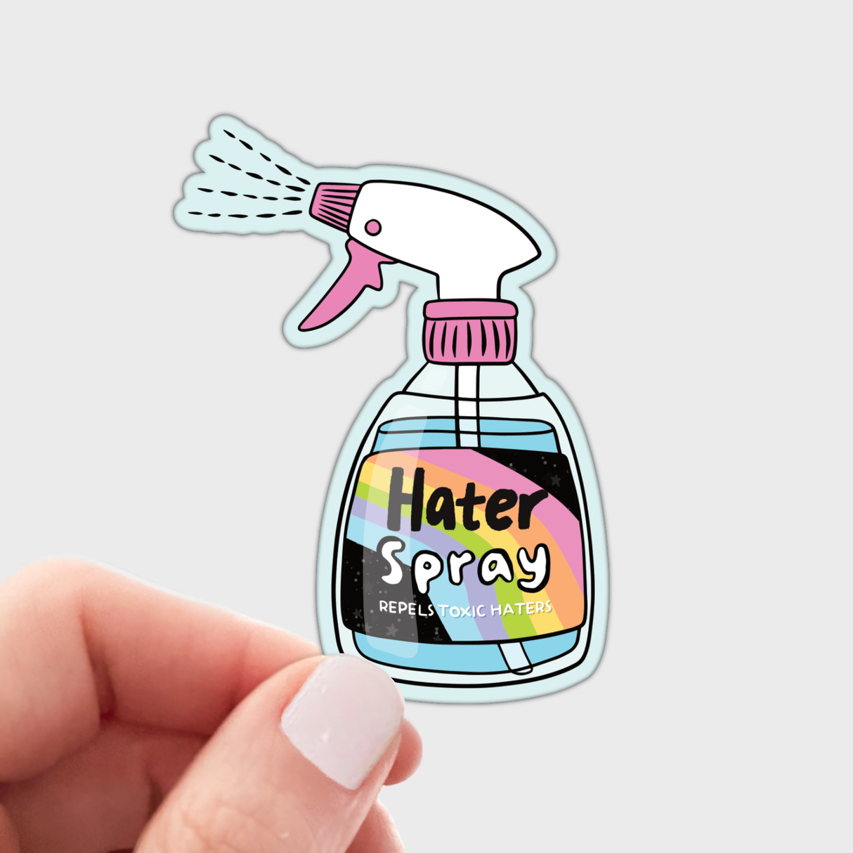 Hater Spray Sticker - funny, pastel, cute, rainbow, lgbtq