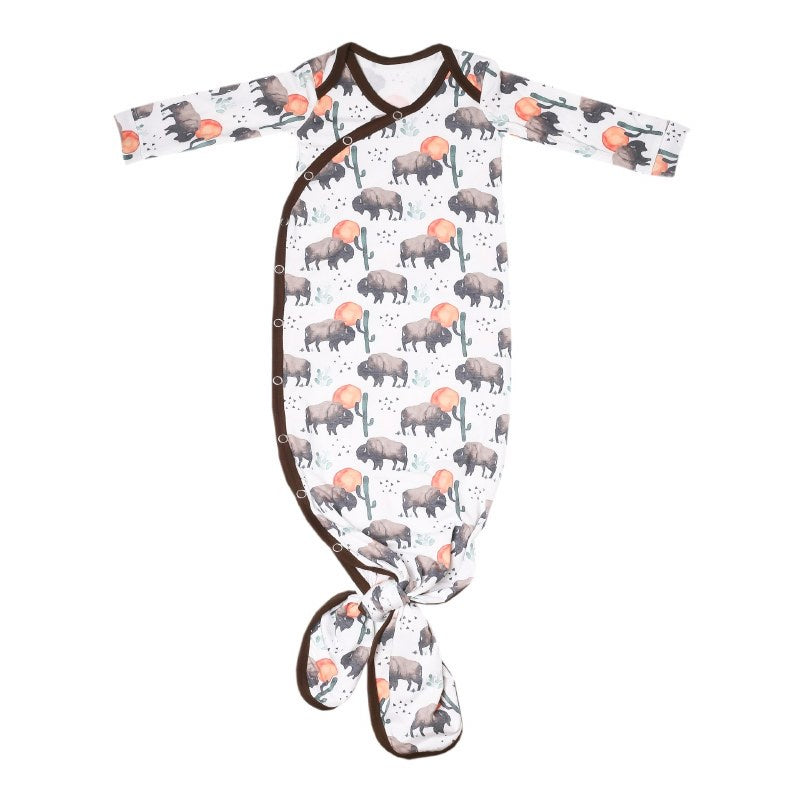 Newborn Knotted Gown Bison