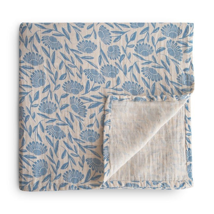 Muslin Swaddle Blue Flowers