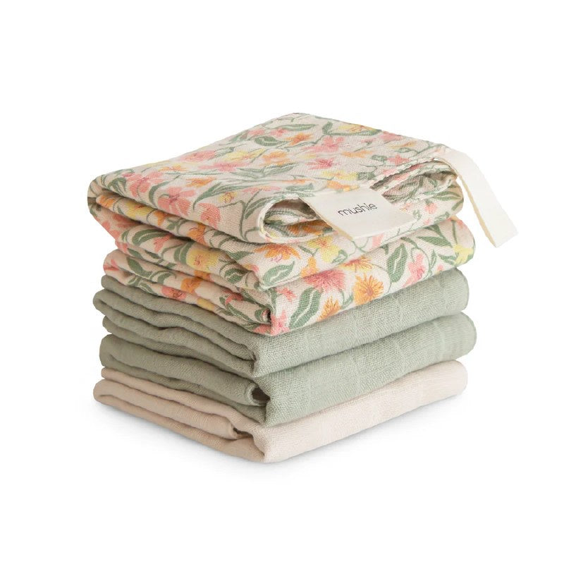 Muslin Washcloth Pastel Blooms
