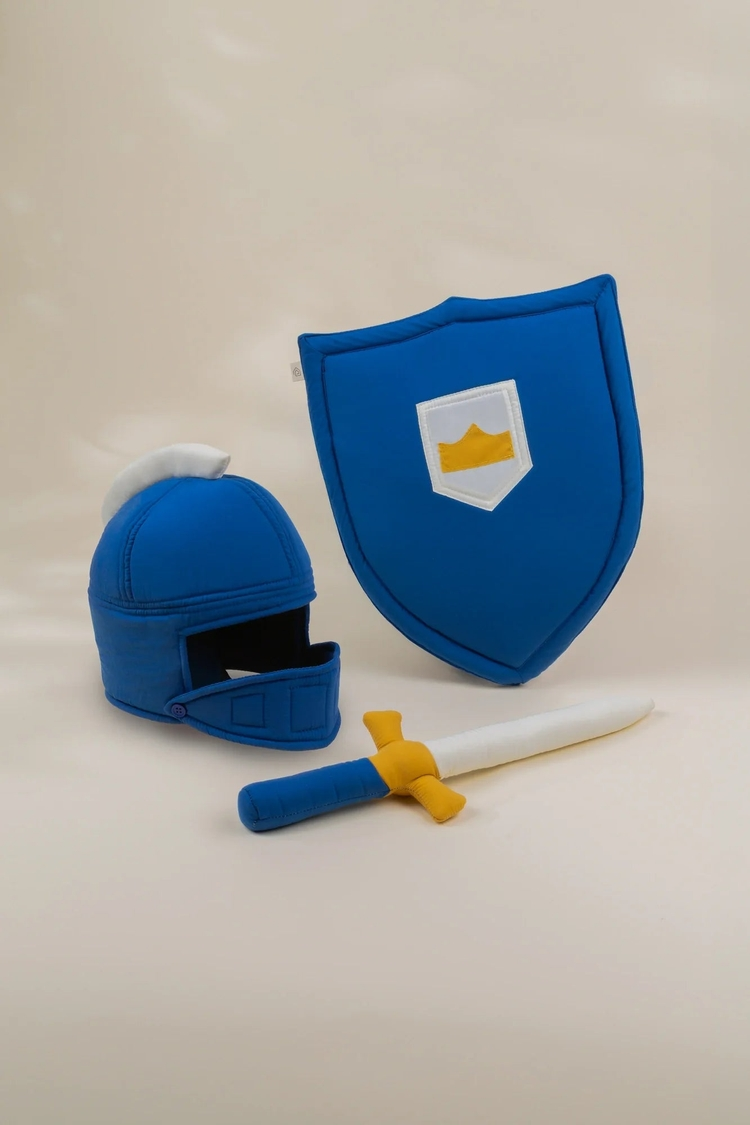 Role Play Dress-Up Quilted Knight Set with Sword Shied and Helmet