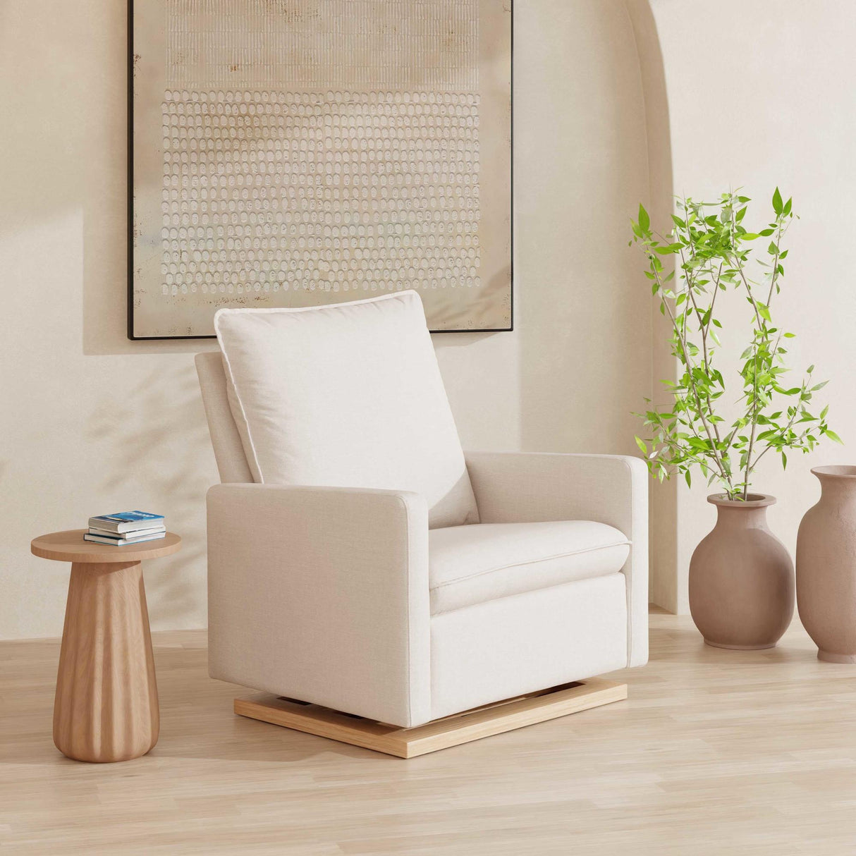 Babyletto Cali Pillowback Chair and a Half Glider in Eco-Performance Fabric | Water Repellent & Stain Resistant