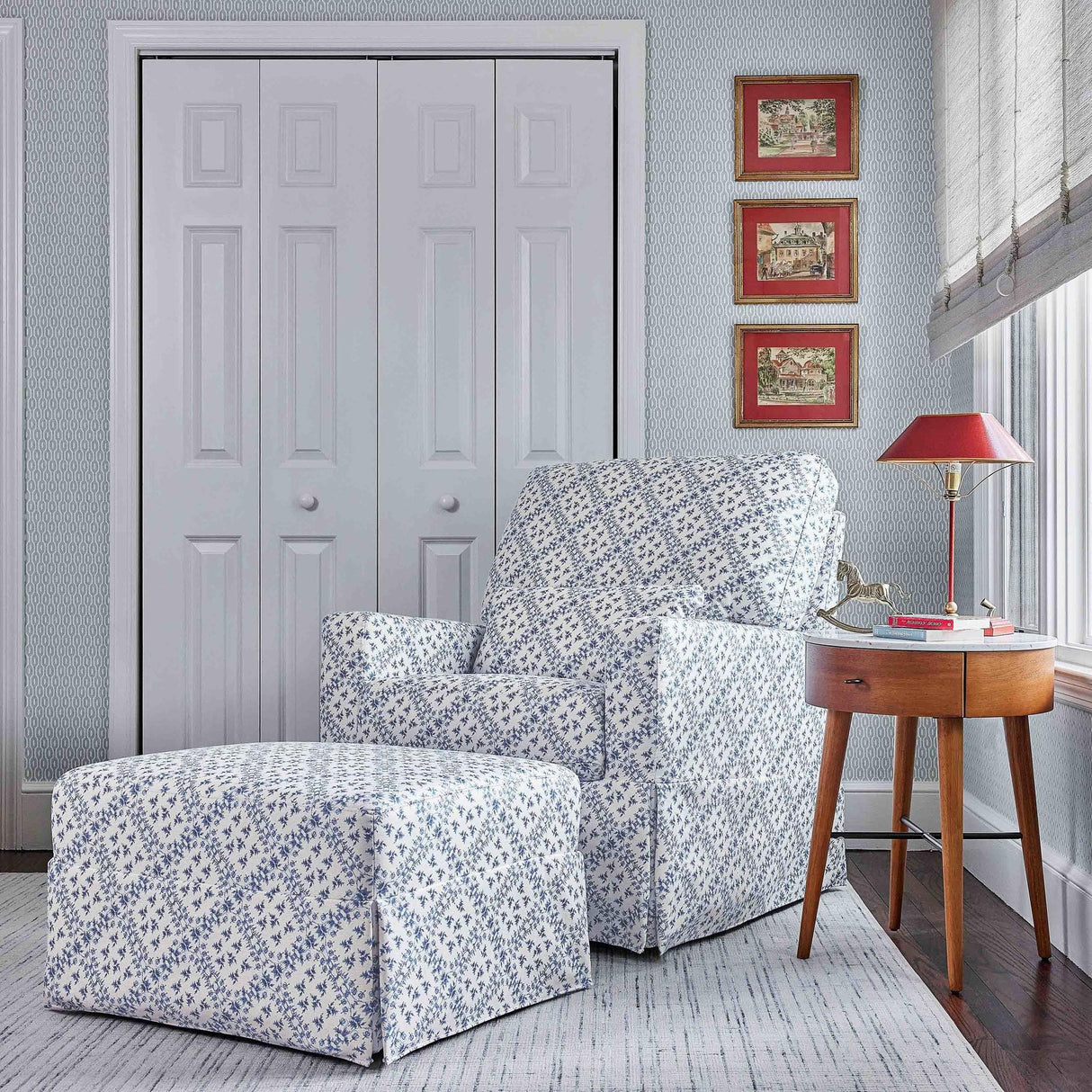 Sarah Flint x Namesake Crawford Gliding Ottoman in Eco-Performance Fabric | Water Repellent & Stain Resistant