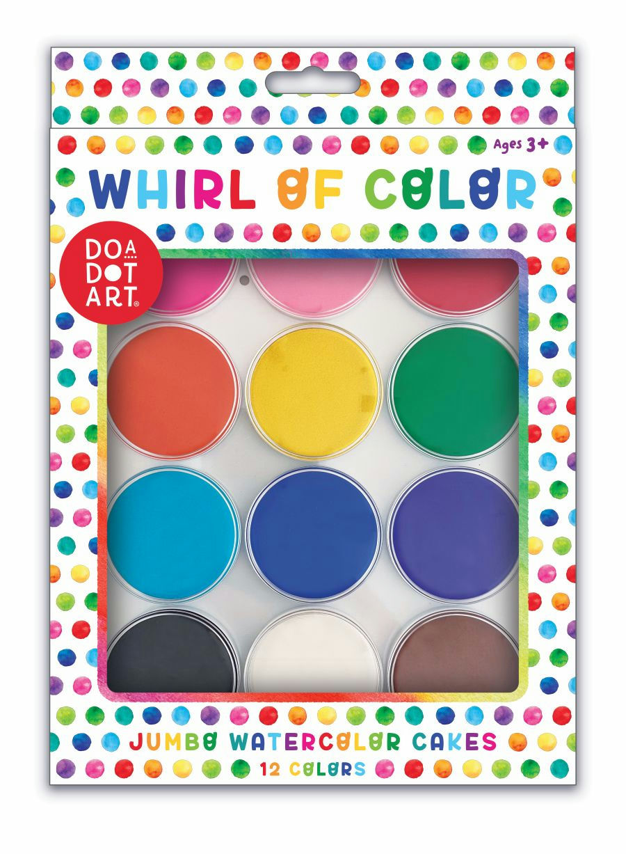 Whirl of Color Jumbo Watercolor Cakes Paint Set – 12 Colors