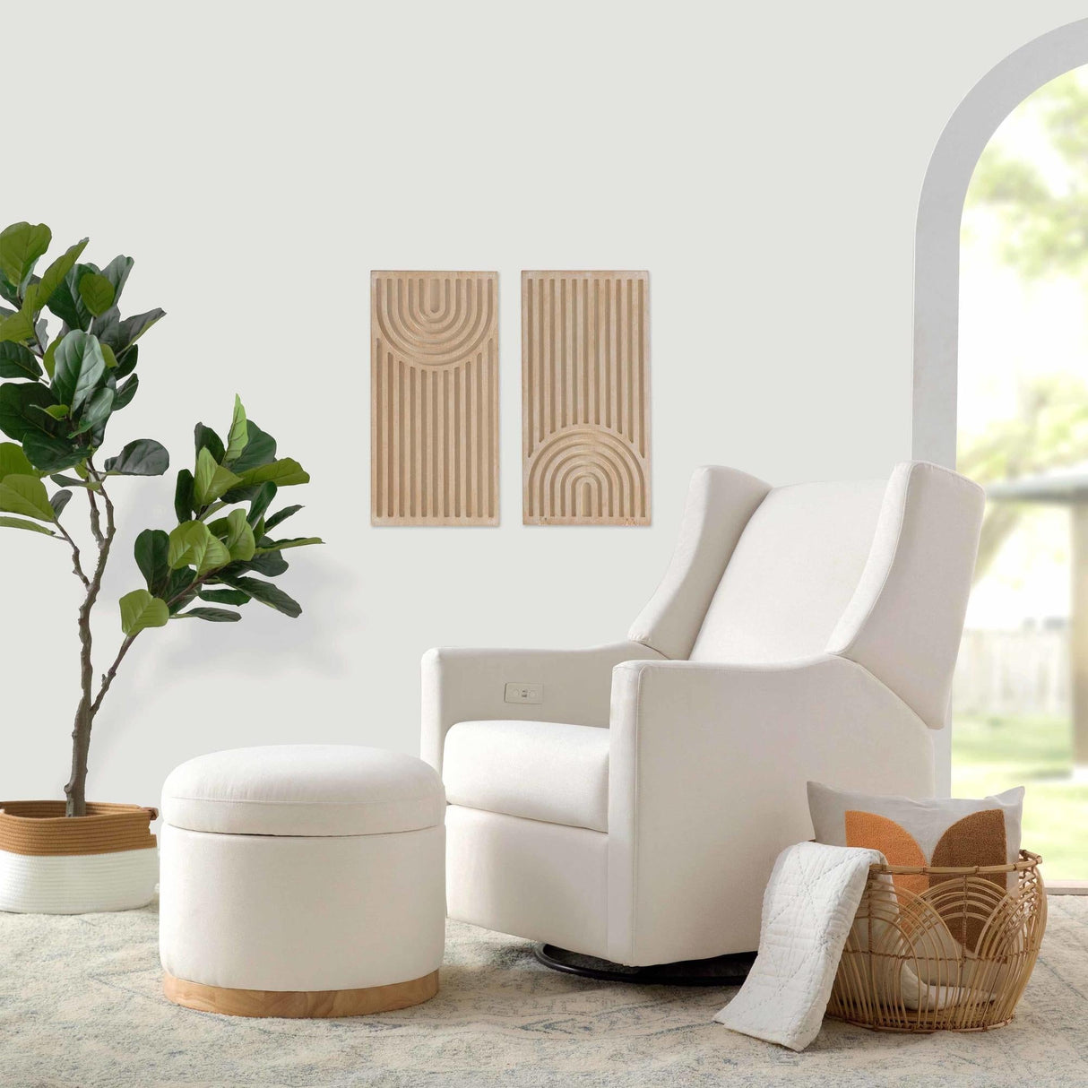 Babyletto Naka Storage Ottoman in Eco-Performance Fabric | Water Repellent & Stain Resistant