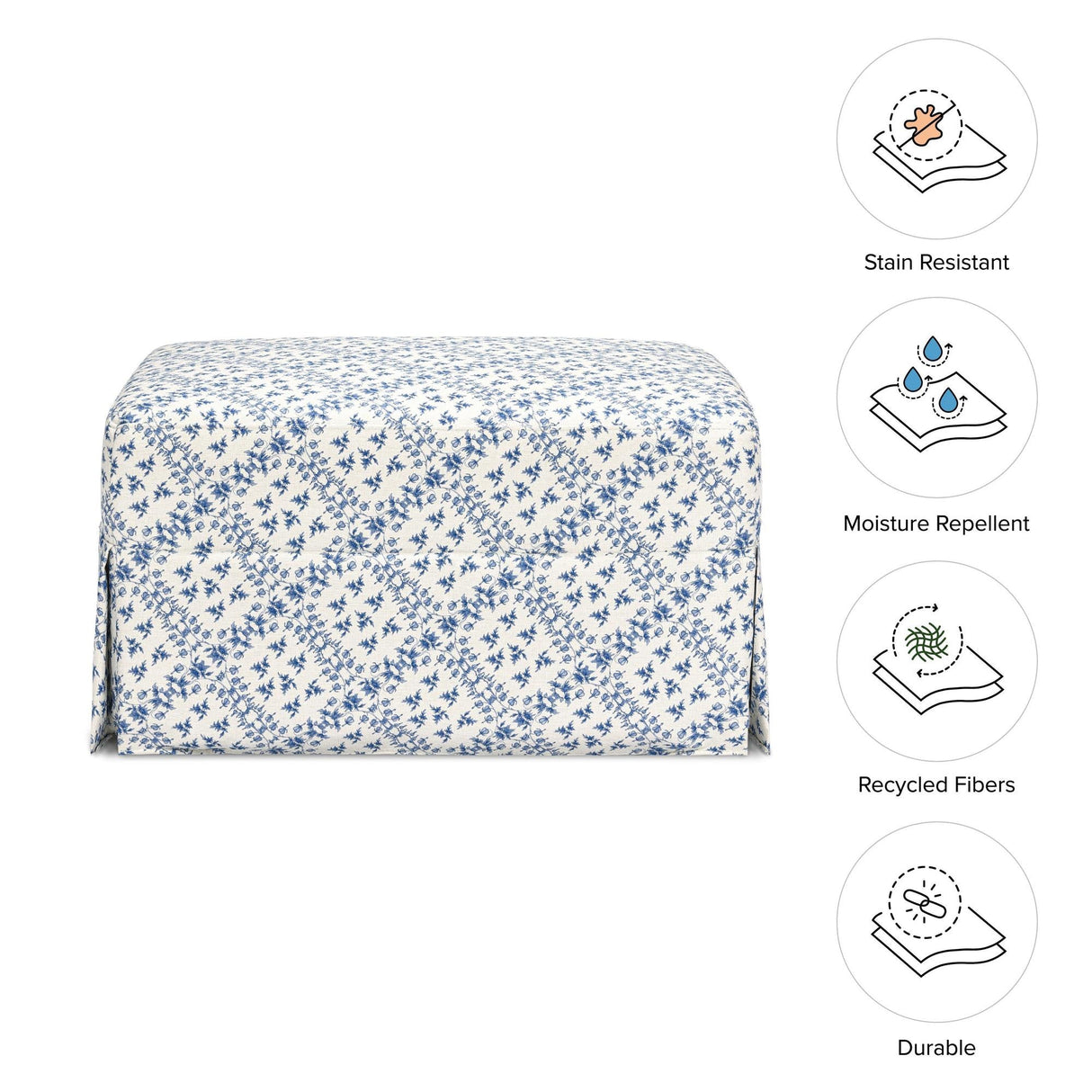 Sarah Flint x Namesake Crawford Gliding Ottoman in Eco-Performance Fabric | Water Repellent & Stain Resistant