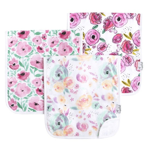 3 PACK PREMIUM BURP CLOTHS - BLOOM