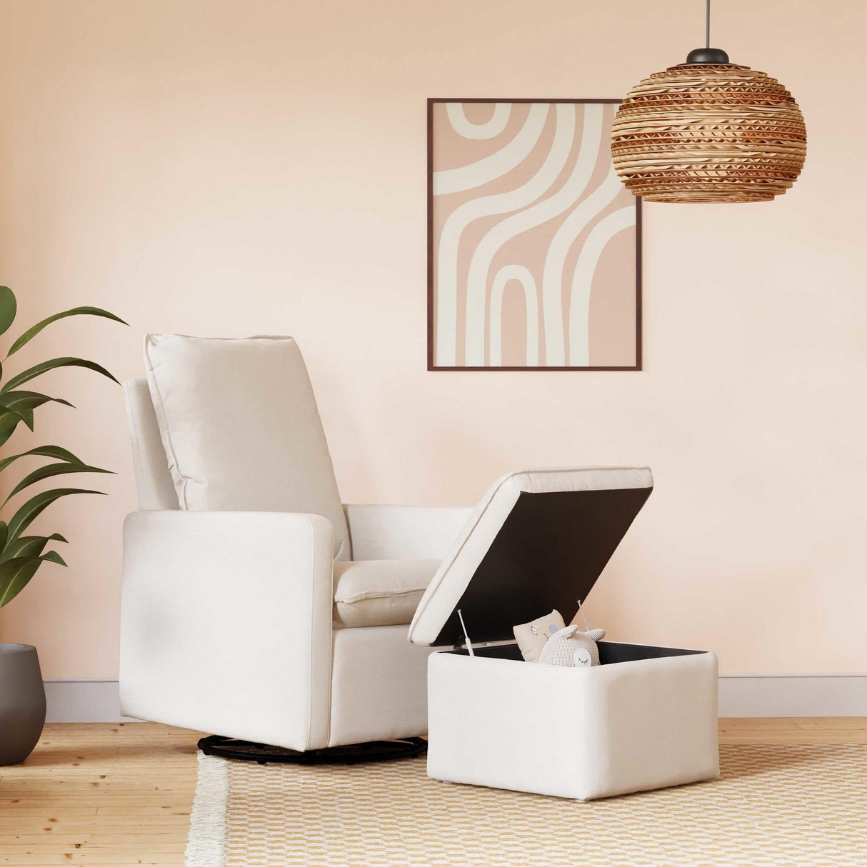 Babyletto Cali Storage Ottoman in Eco-Performance Fabric | Water Repellent & Stain Resistant