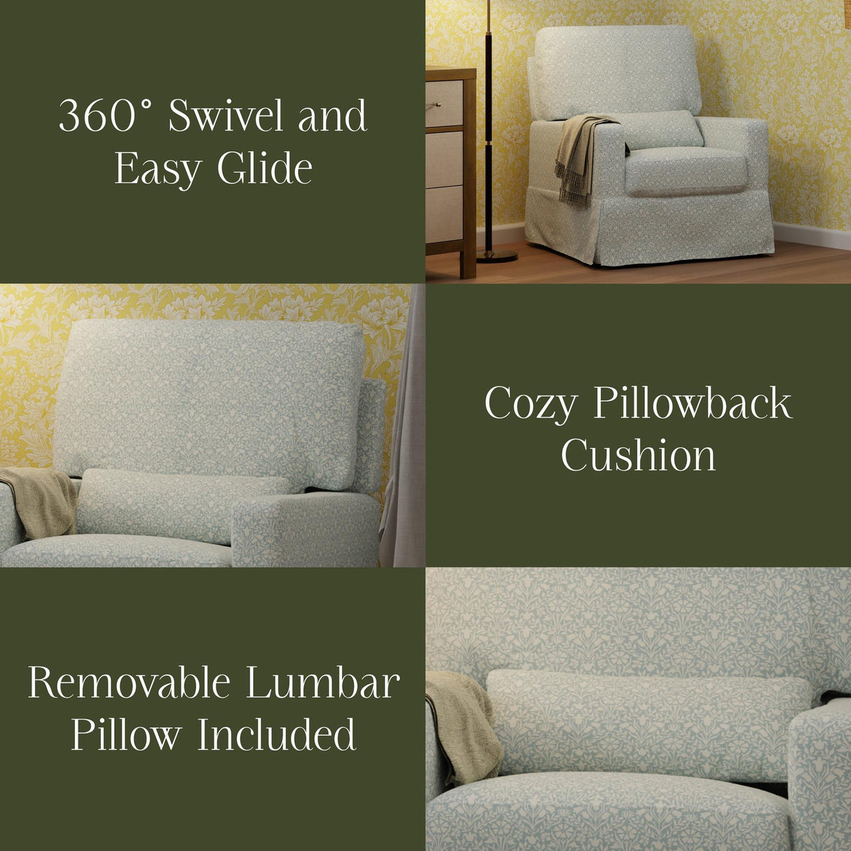 Morris & Co. x Namesake Crawford Pillowback Comfort Swivel Glider