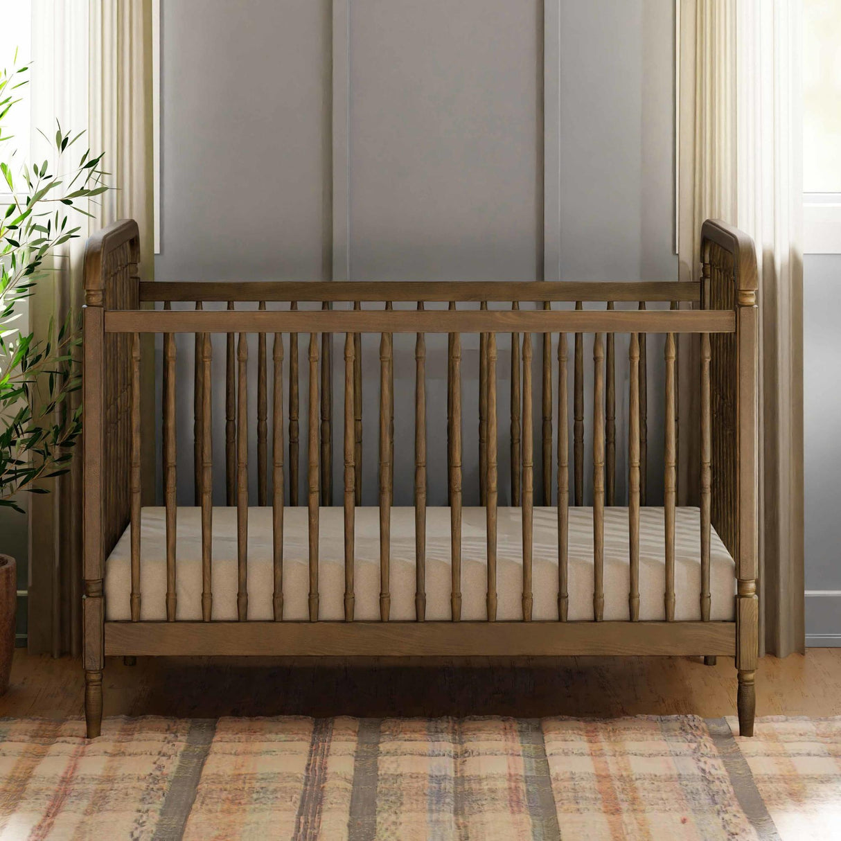 Namesake Liberty 3-in-1 Convertible Spindle Crib with Toddler Bed Conversion Kit