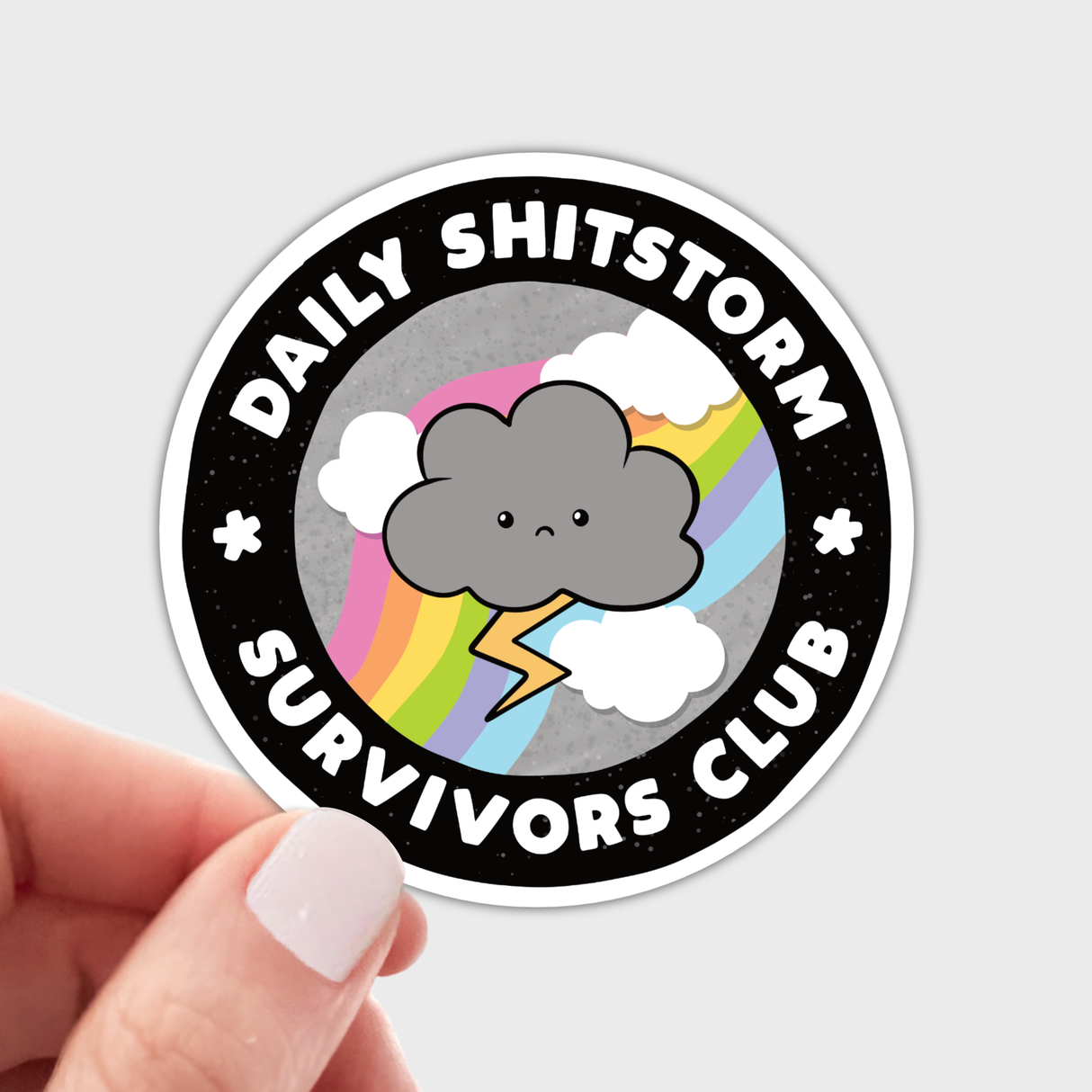 Daily Shitstorm Survivors Club Sticker - mental health, cute