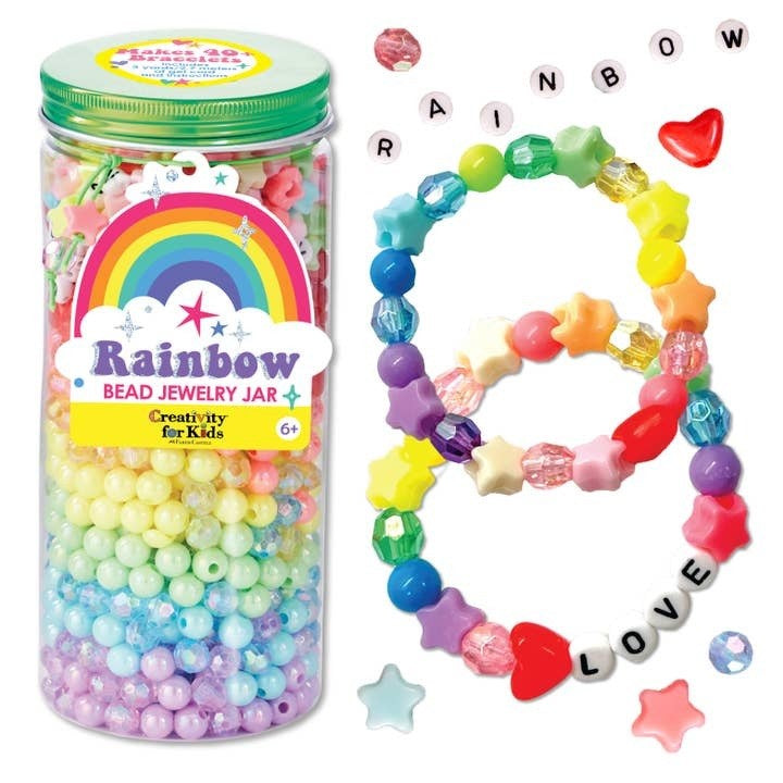 Bead Jewelry Jar Rainbow