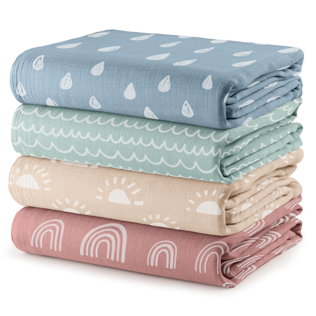 Muslin Swaddle Blankets 47” x 47” 4 Pack