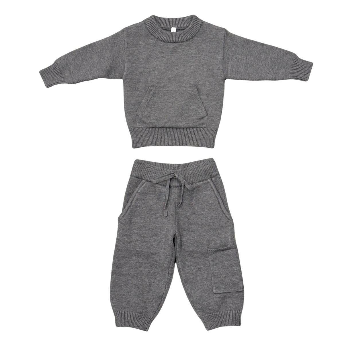Baby Sprouts Knit Set Gray