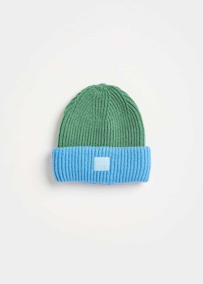 Mad Hatter Two-Tone Beanie - Toddler - Green & Blue