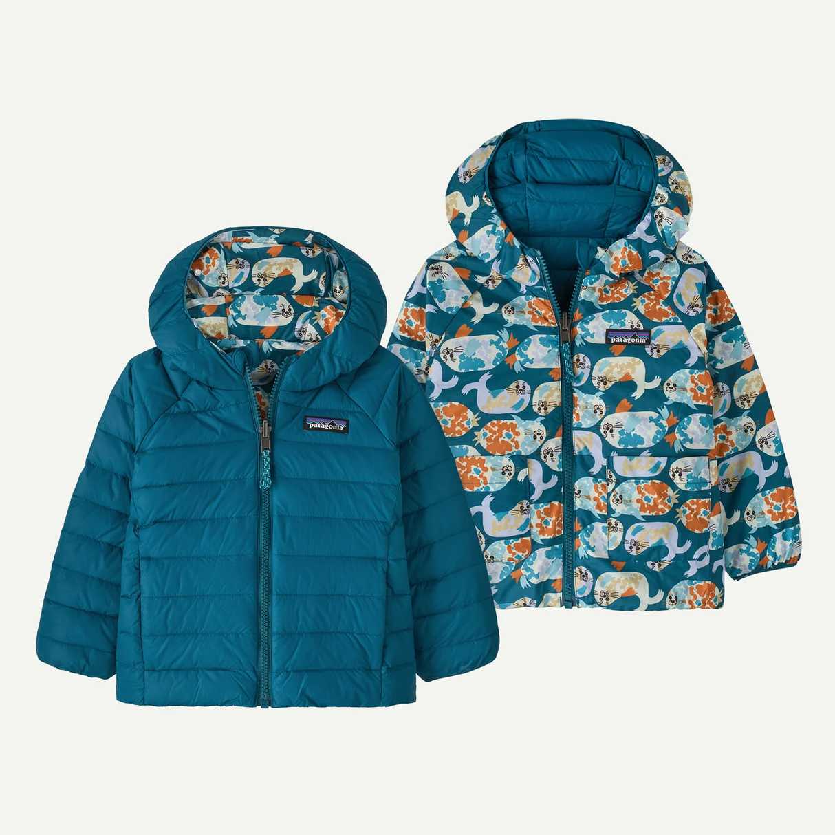 Baby Reversible Down Sweater Hoody Blubby: Glacial Blue