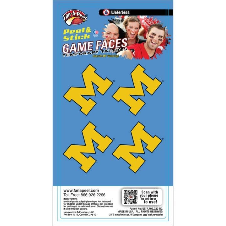 Michigan Game Faces M Tattoos