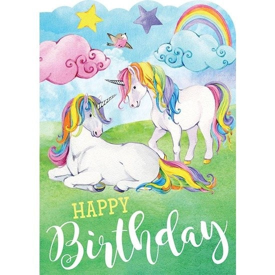 Rainbow Unicorns Glitter Card