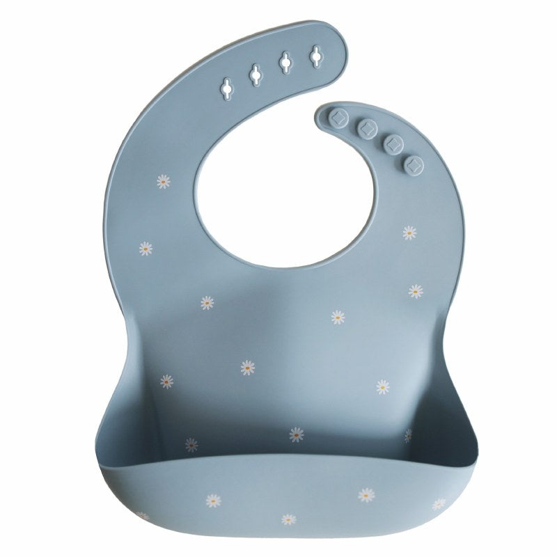 Silicone Baby Bib White Daisy