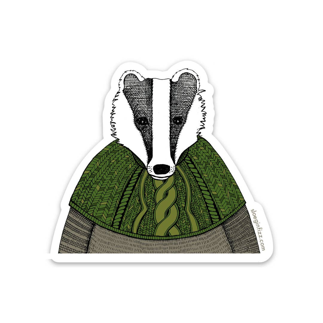 Badger in a Cable-knit Shawl Sticker