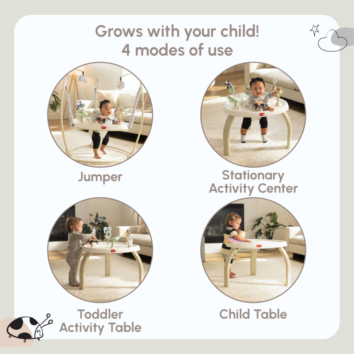 Tiny Love Black & White Décor 4-in-1 Jump & Play Activity Center
