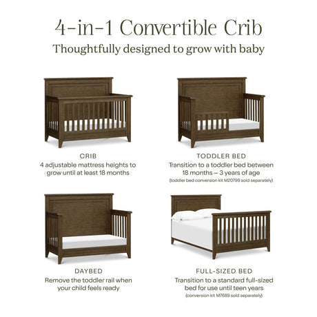Monogram by Namesake Barrow Rustic 4-in-1 Convertible Flat Top Crib