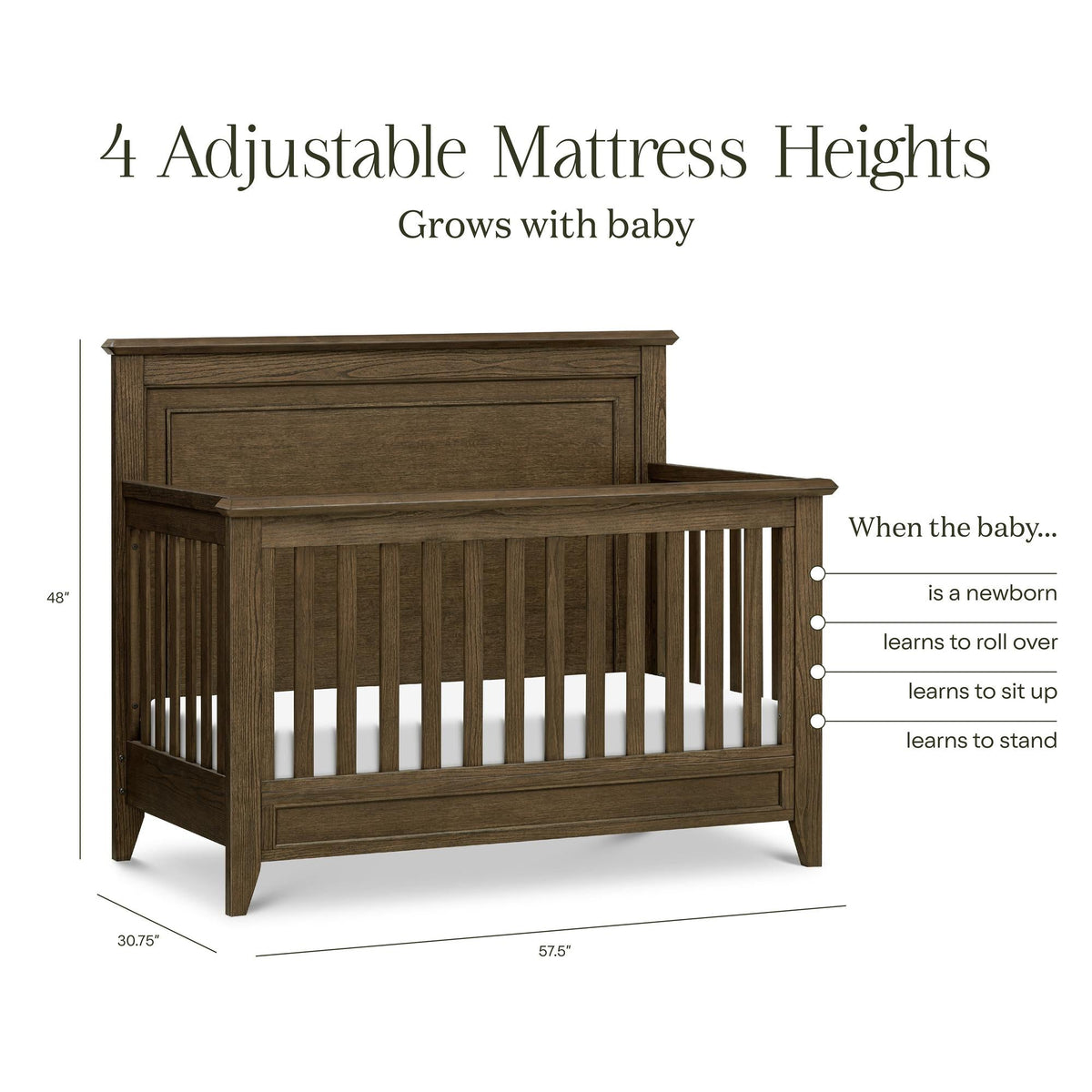 Monogram by Namesake Barrow Rustic 4-in-1 Convertible Flat Top Crib
