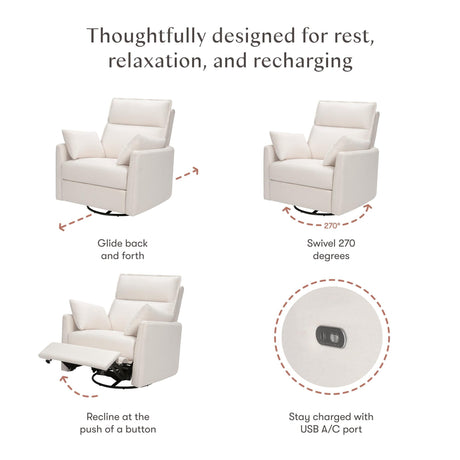 Babyletto Nori Extra Wide Electronic Recliner & Swivel Glider with USB port