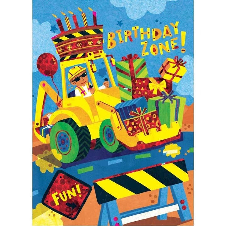 Birthday Backhoe Foil Card