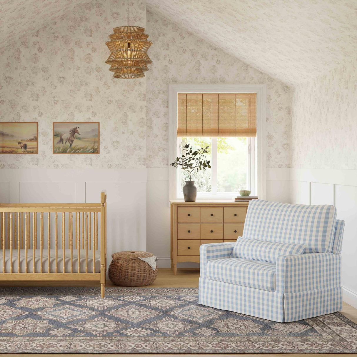 Namesake Crawford Pillowback Chair and a Half Comfort Swivel Glider