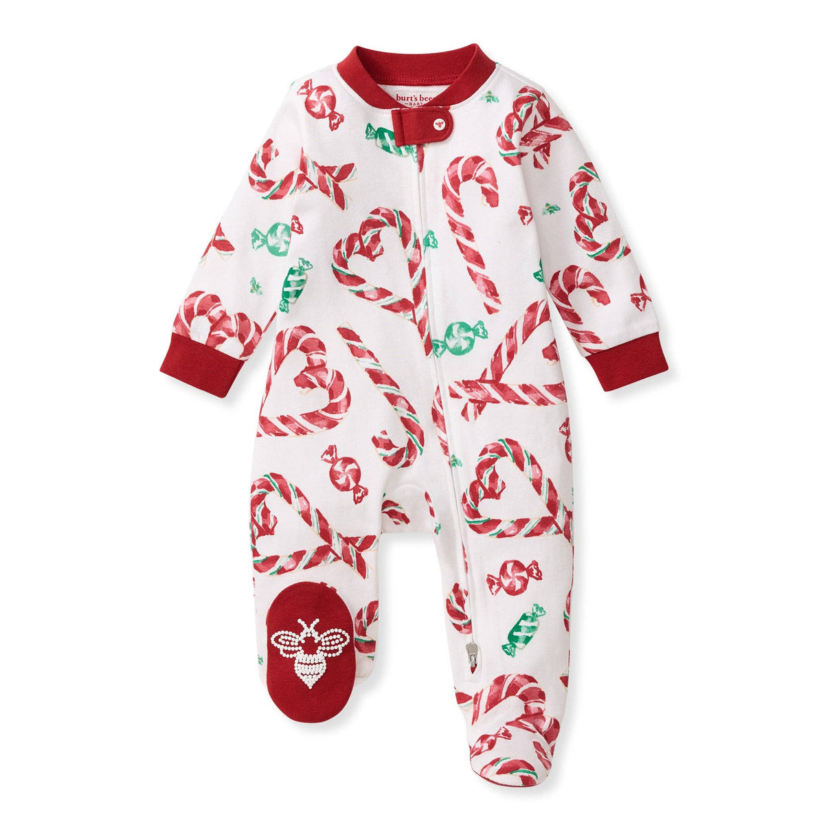 Candy Cane Love Organic Cotton Sleep & Play Footed