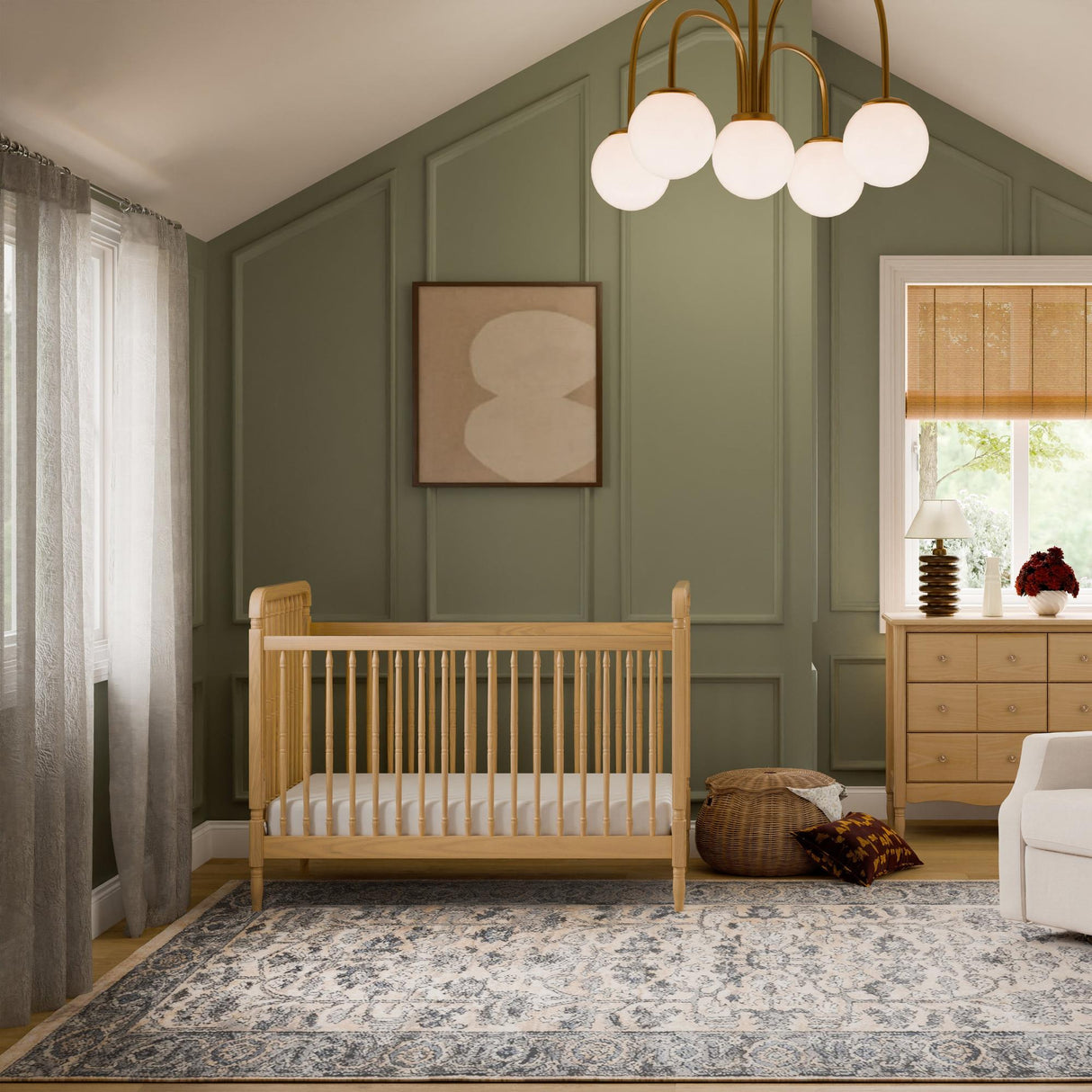 Namesake Liberty 3-in-1 Convertible Spindle Crib with Toddler Bed Conversion Kit
