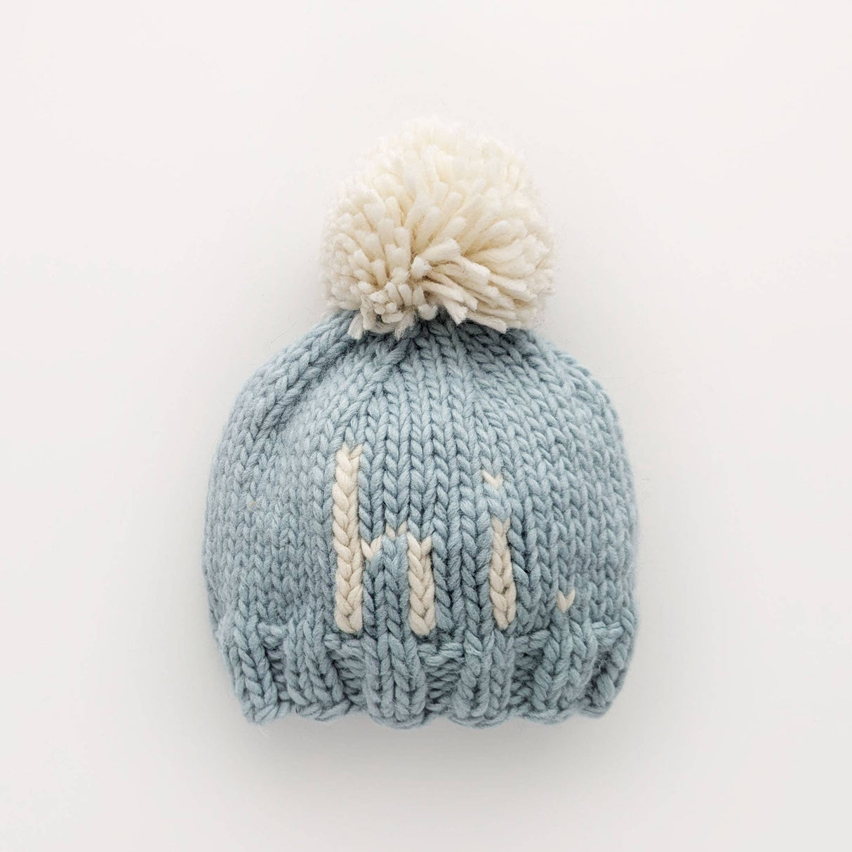 Hi. Surf Blue Hand Knit Beanie Hat