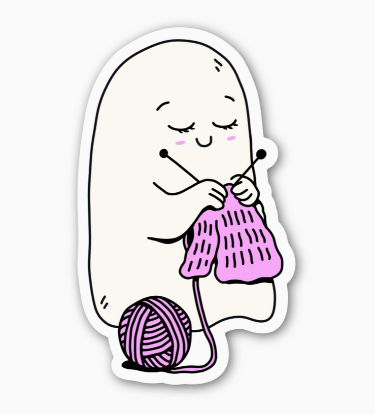 Ghost Knitting Sticker
