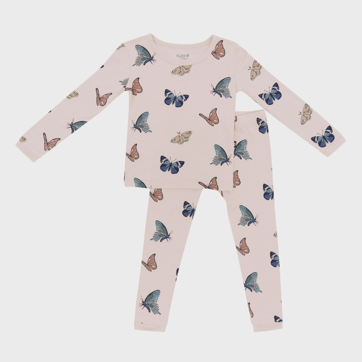 Kyte Long Sleeve Pajamas In Blush Butterfly