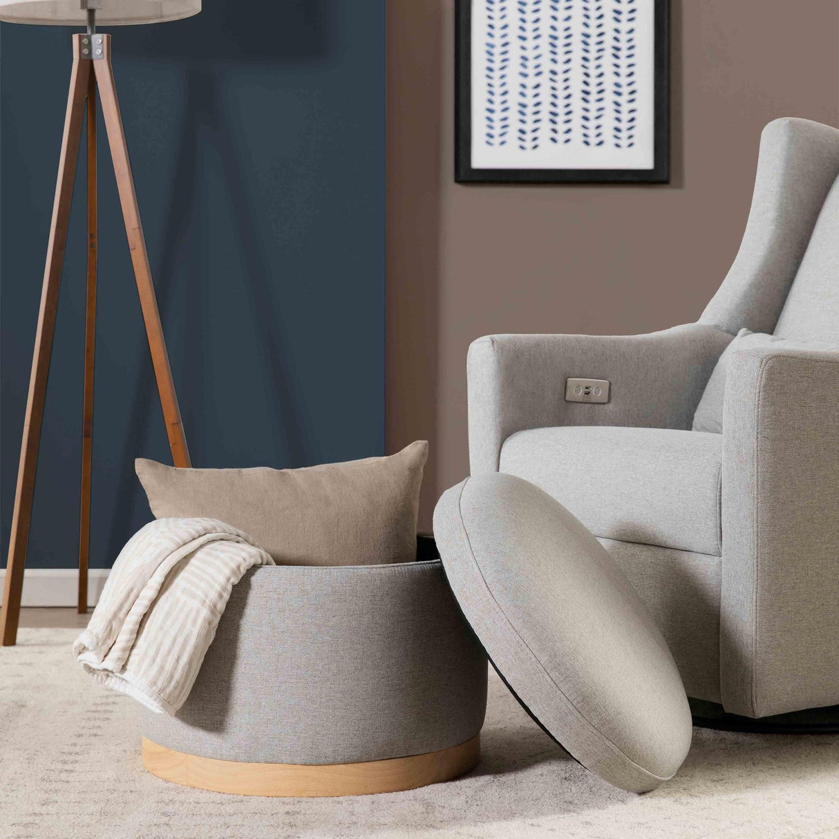 Babyletto Naka Storage Ottoman in Eco-Performance Fabric | Water Repellent & Stain Resistant