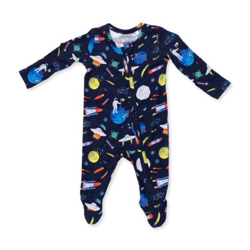 Astronaut and Rockets - 2 Way Zipper Footie