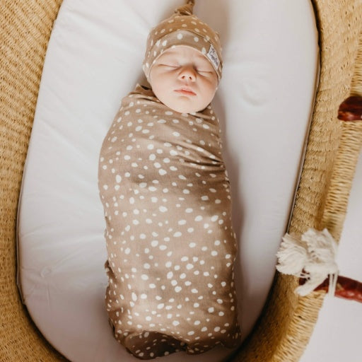 KNIT SWADDLE BLANKET - FAWN