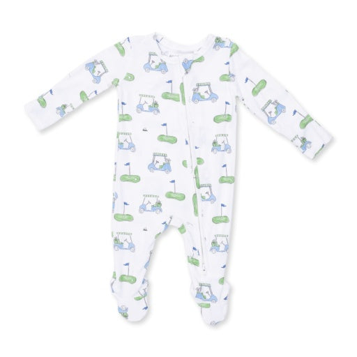 Golf Carts Blue - 2 Way Zipper Footie
