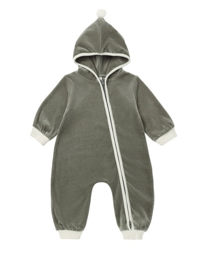 VELOUR ZIP JUMPSUIT SPRUCE