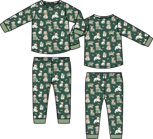 Christmas Dogs Uni - Long Sleeve Loungewear Set