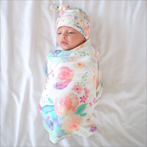 KNIT SWADDLE BLANKET - BLOOM