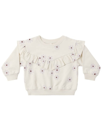 RUFFLE FLEECE SWEATSHIRT BLUE DAISY