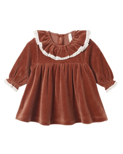 VELOUR BABY DRESS REDWOOD