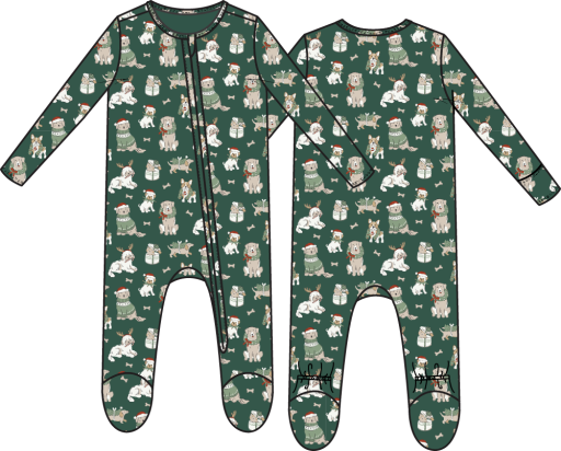 Christmas Dogs Uni - 2 Way Zipper Footie